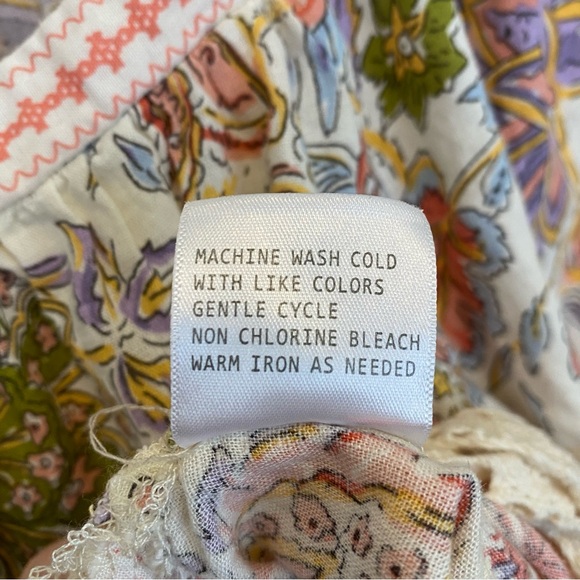 Christian Siriano Cropped Blouse Women's XL Linen Floral Crochet Boho Hippie Top - Picture 6 of 9